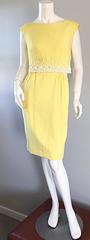 1960s Malcolm Starr Yellow Beaded + Rhinestone Vintage 60s Dress And Crop Top