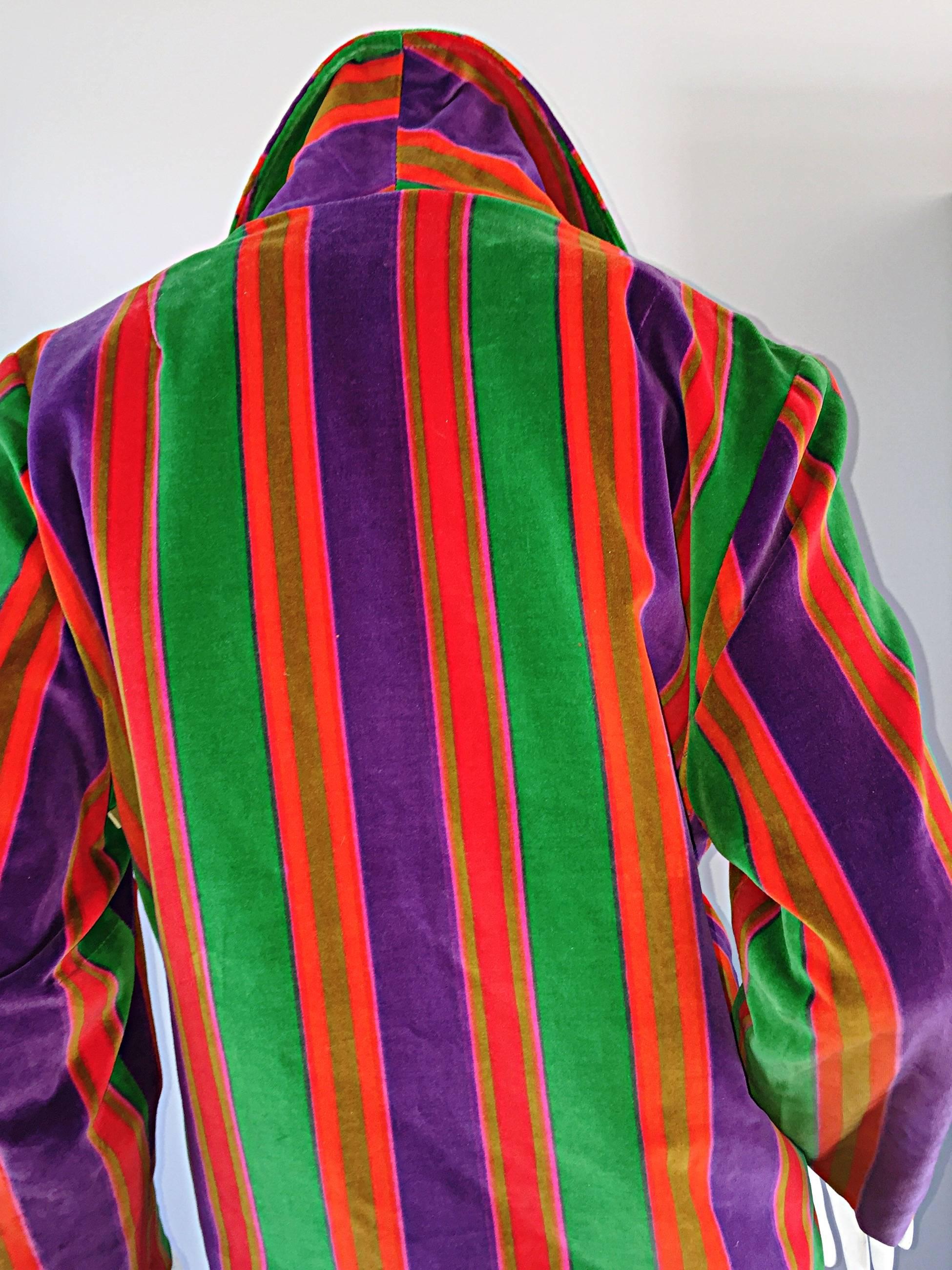 Wonderful Vintage I. Magnin 70s Rainbow Striped Velvet Blazer Jacket  2