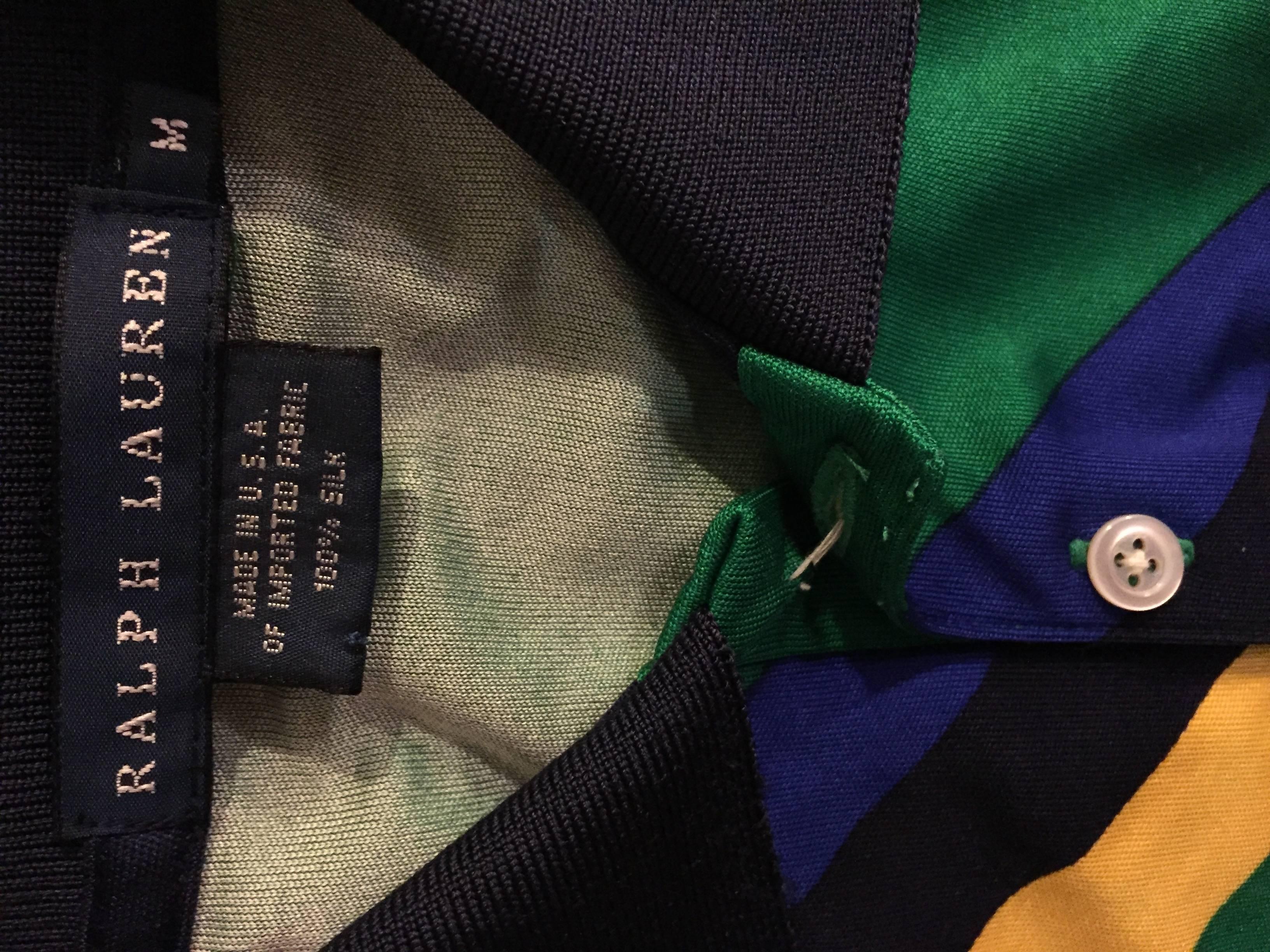 Vintage Ralph Lauren ' Blue Label ' Silk Jersey Shirt Dress w/ Golf Theme 3