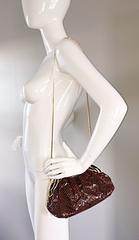 Vintage Finesse La Model Chocolate Brown Python Snakeskin Convertible Clutch Bag
