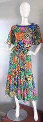 Amazing Vintage Diane Freis Psychedelic Colorful Bohemian Boho Dress