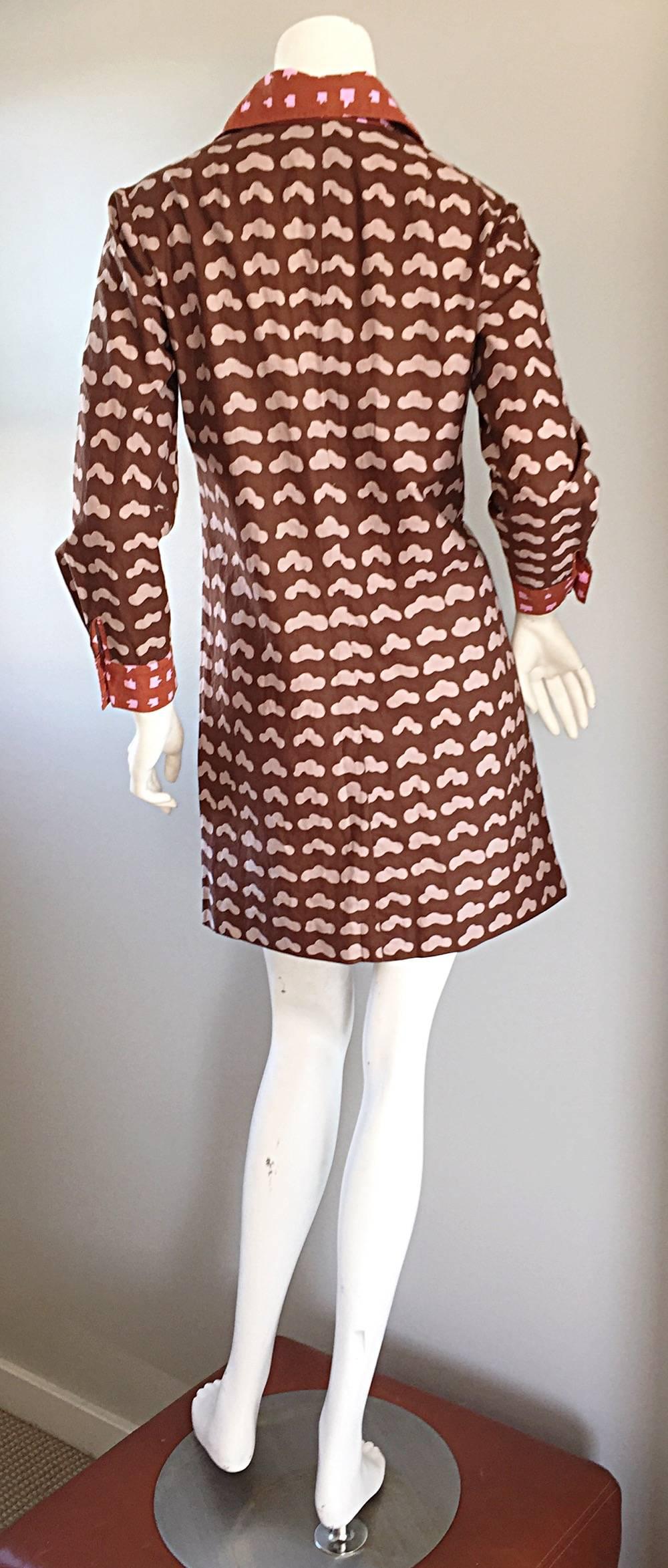 1960s Marimekko of Finland Novelty ' Cloud Print ' Cotton Shirt Dress 1969 2