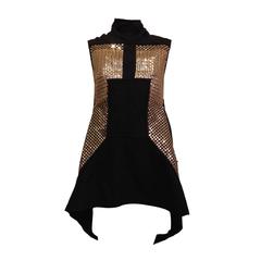 Rick Owens Black Wool Top with Gold Sequins