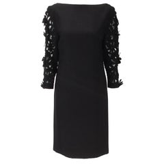 1970s Renato Balestra  Black  Dress with Floral Cutout Sleeves