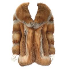 Retro 1970s Donald Brooks Red Fox Fur Coat