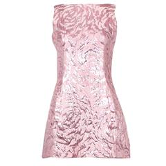 Balenciaga Sleeveless Metallic Pink Abstract Print Cocktail Mini Dress