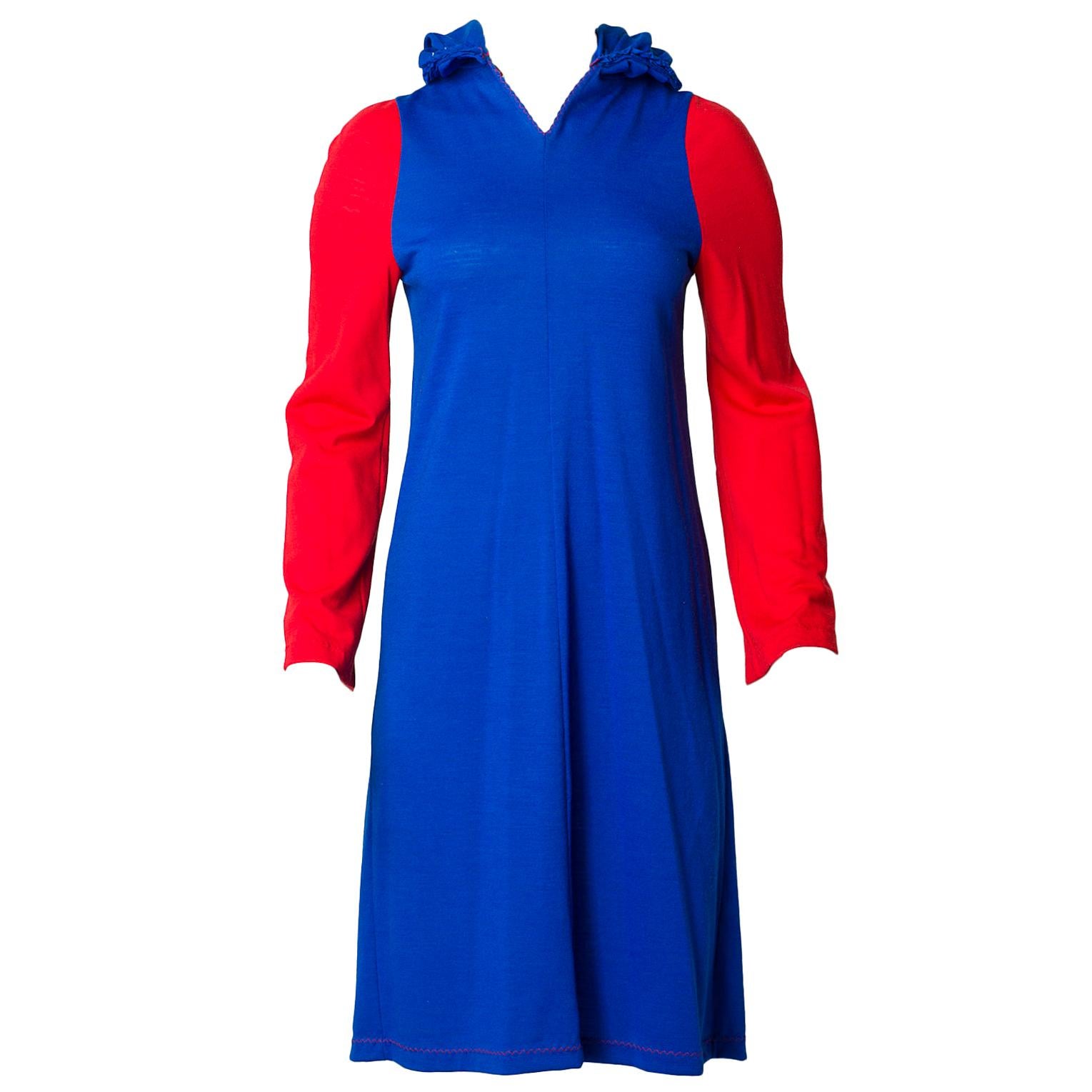 Stephen Burrows Colorblock Knit Dress with Hood