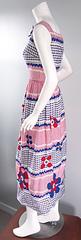 Important 1960 Malcolm Starr Gino Charles Vintage 60s Gingham Flower Maxi Dress