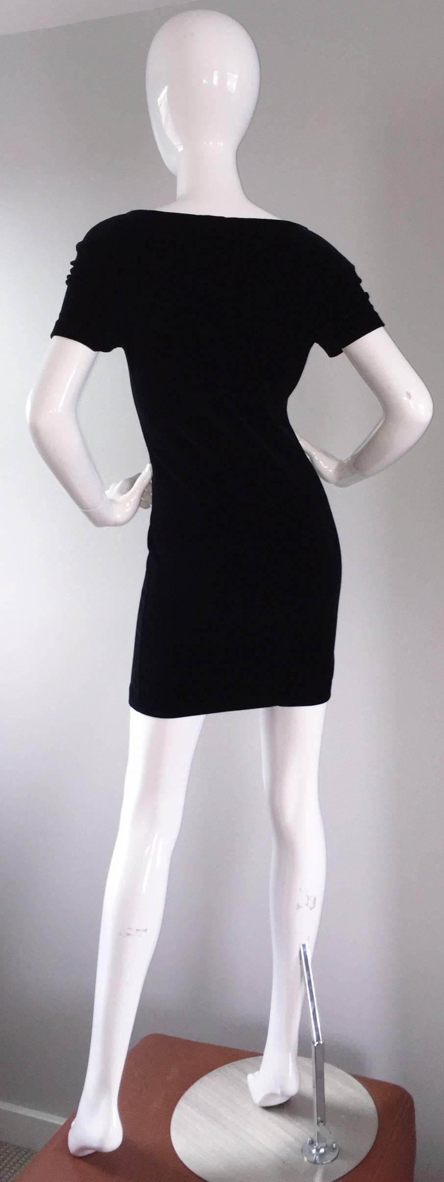 Sexy 1990s Vintage Michael Kors for Bergdorf Goodman Black Velvet Mini Dress LBD 4