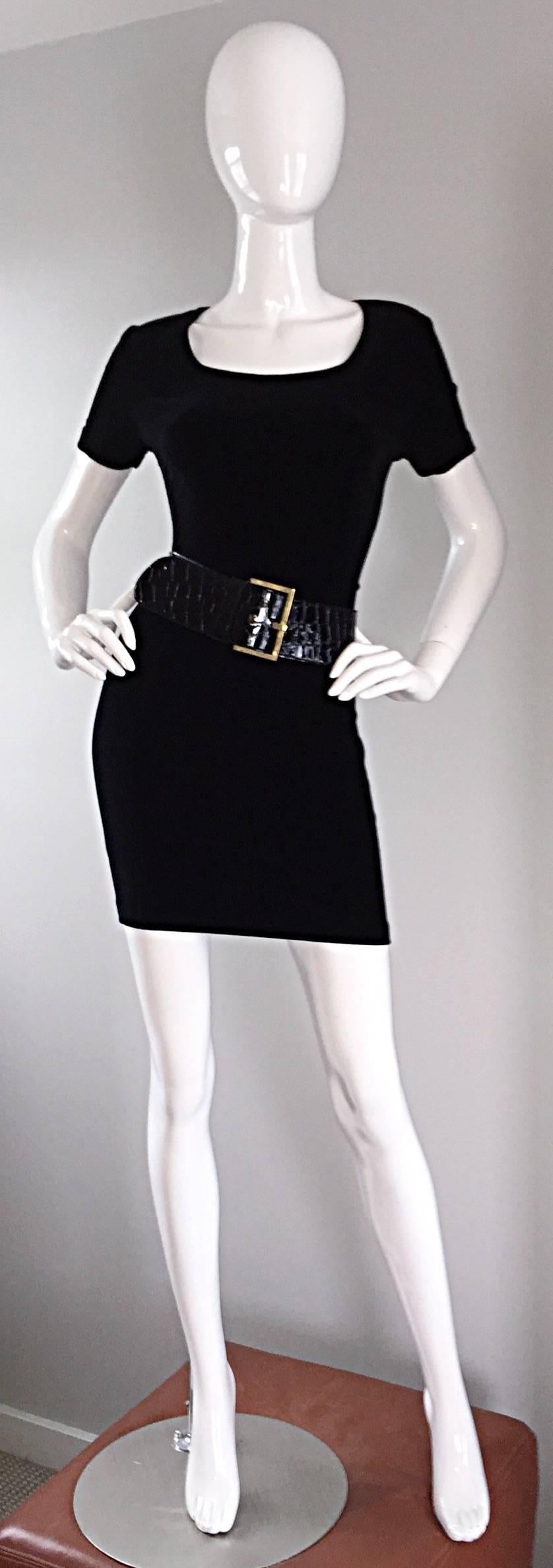 Women's Sexy 1990s Vintage Michael Kors for Bergdorf Goodman Black Velvet Mini Dress LBD