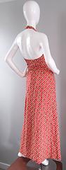 Rare Vintage Geoffrey Beene 1970s Pill Print Halter Jersey70s Wrap Maxi Dress