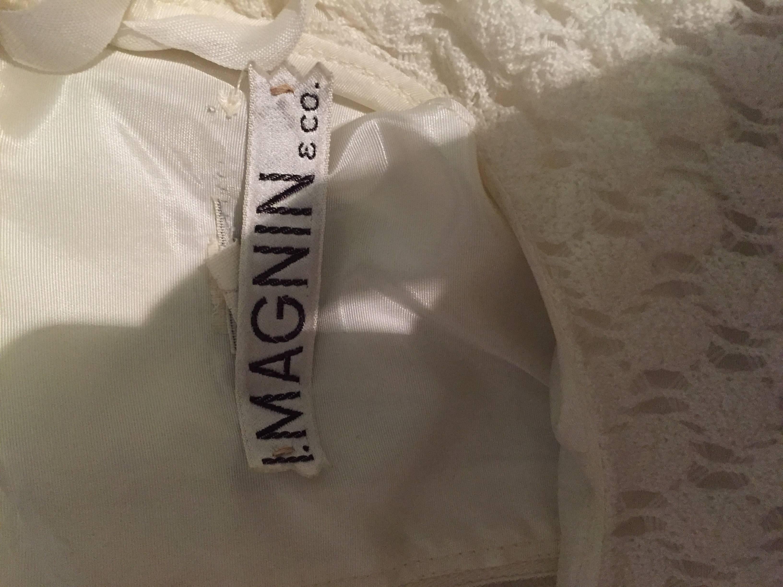 I. Magnin - Robe longue à rayures nautiques, en crochet, bleu marine et blanc, vintage en vente 2