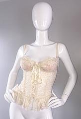 Sexy Vintage Moschino Couture Ivory Lace Corset Bustier Top NWT Never Worn