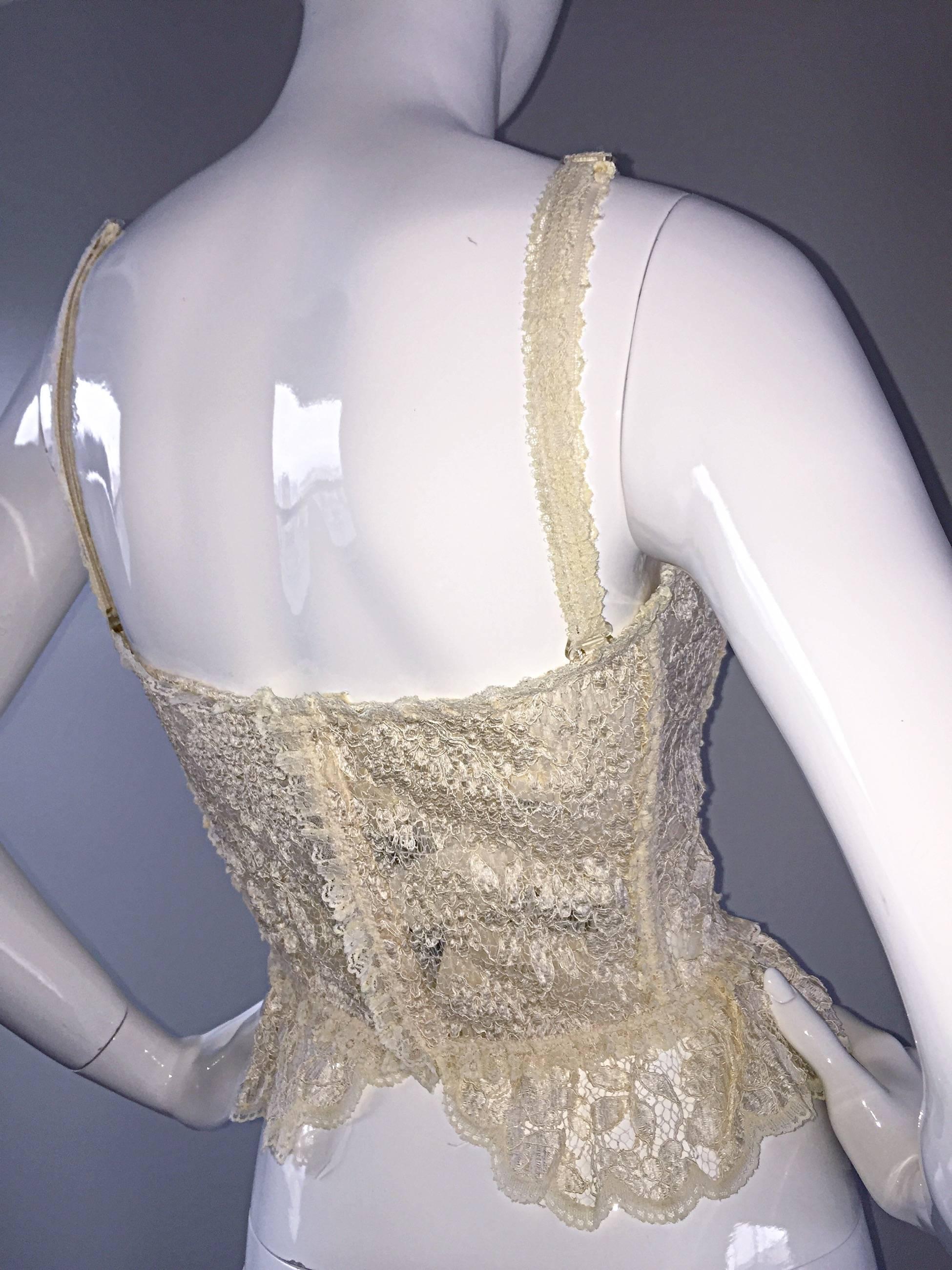 Sexy Vintage Moschino Couture Ivory Lace Corset Bustier Top NWT Never Worn In New Condition In San Diego, CA