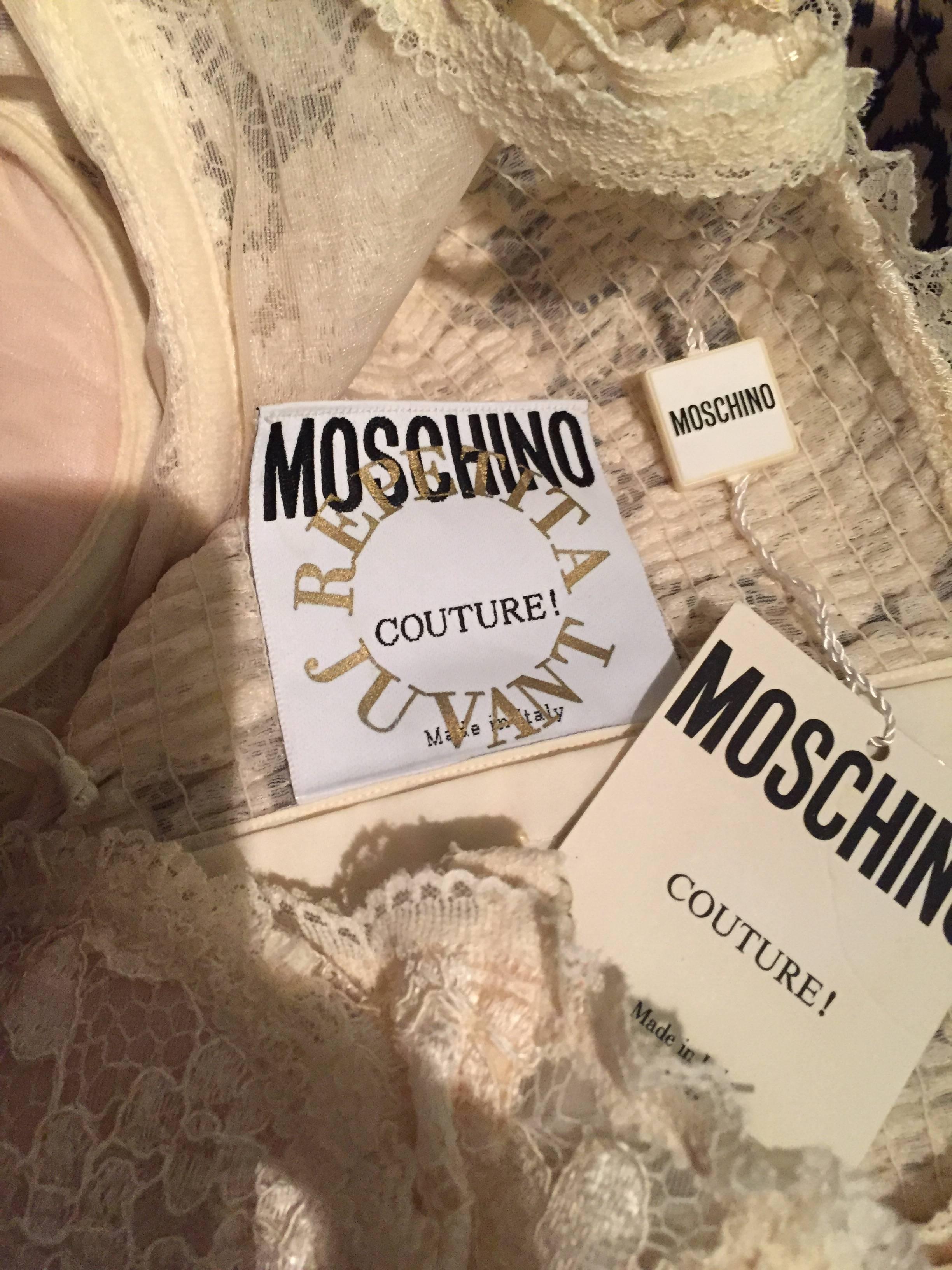 Sexy Vintage Moschino Couture Ivory Lace Corset Bustier Top NWT Never Worn 2