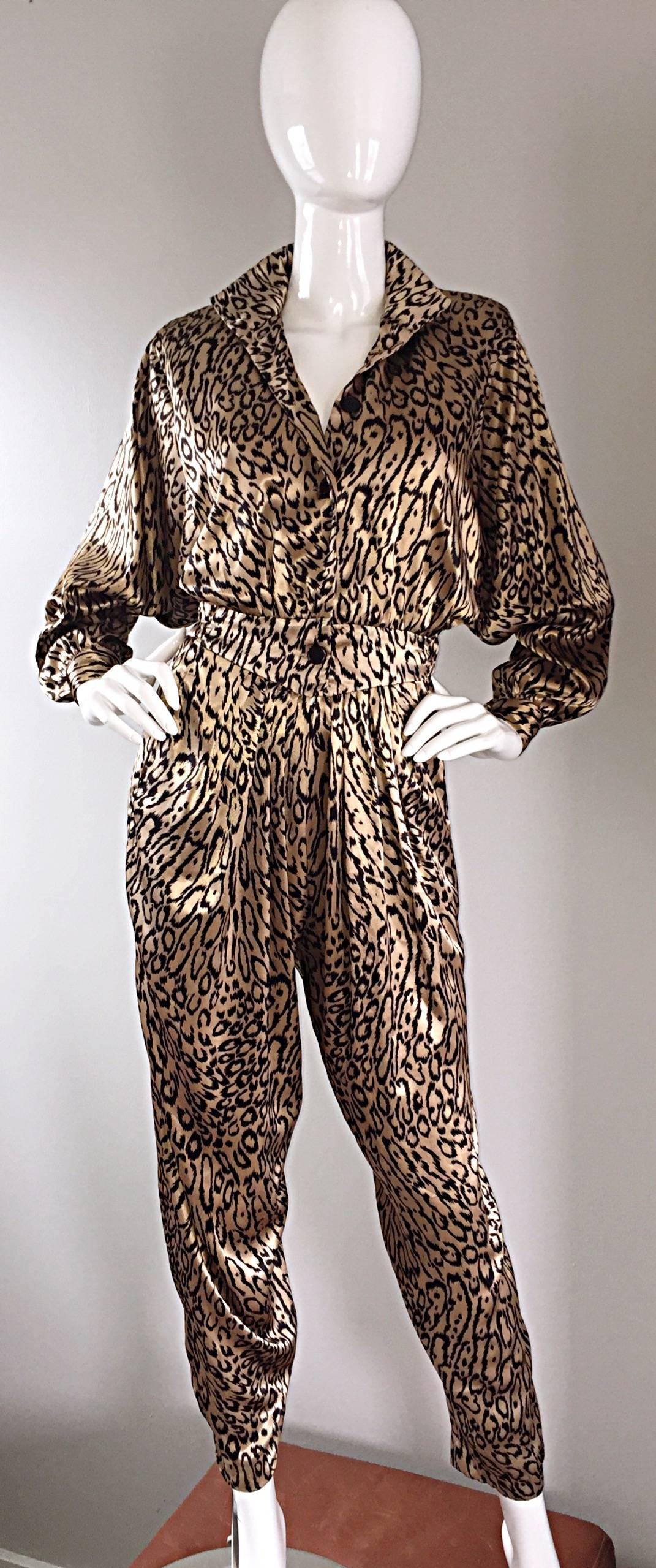 Incredible Vintage Robert W. Gates Leopard Cheetah Print Avant Garde Jumpsuit  2