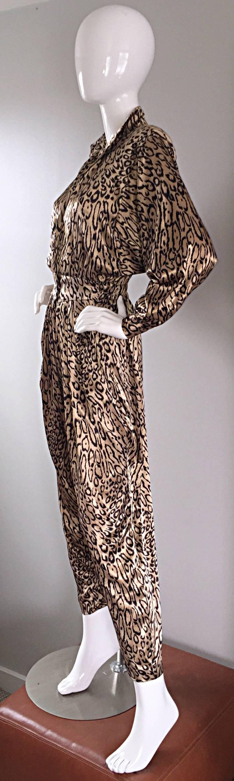 Incredible Vintage Robert W. Gates Leopard Cheetah Print Avant Garde Jumpsuit  5
