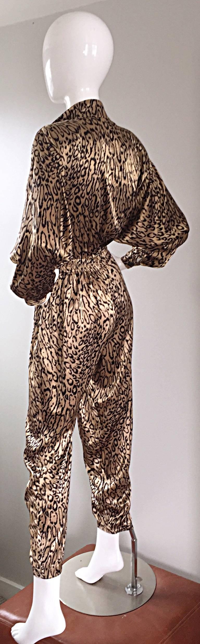 Incredible Vintage Robert W. Gates Leopard Cheetah Print Avant Garde Jumpsuit  4