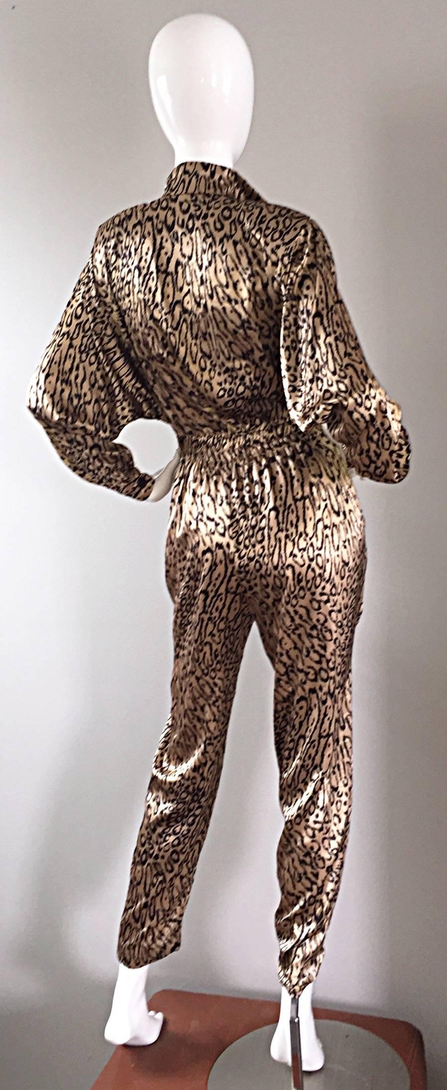 Incredible Vintage Robert W. Gates Leopard Cheetah Print Avant Garde Jumpsuit  In Excellent Condition In San Diego, CA