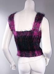 Vintage Ralph Lauren ' Purple Label ' Mohair Tartan Plaid Pink Blouse Top Jumper