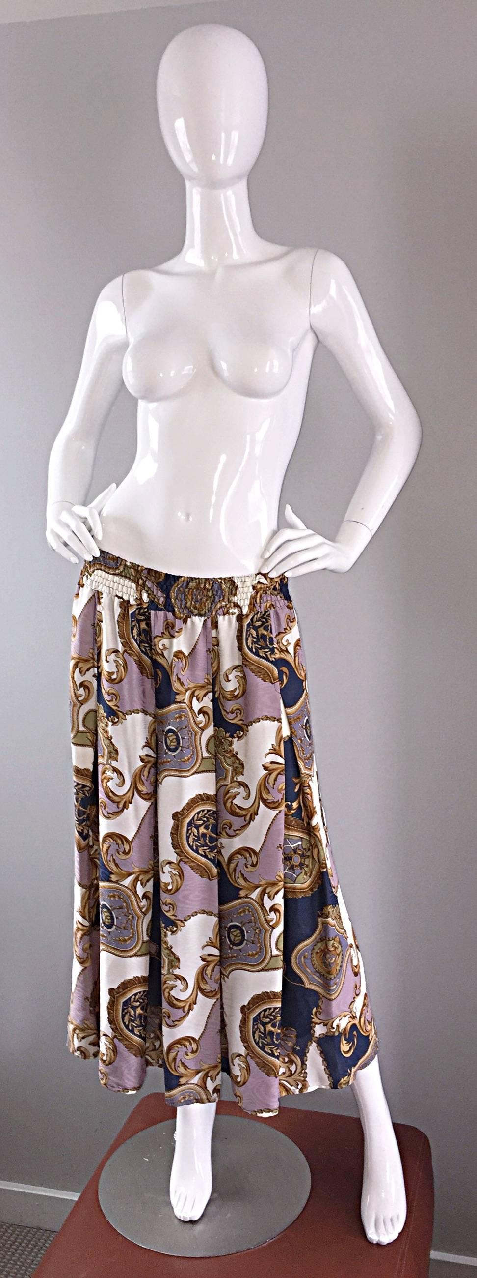 Brown Vintage Diane Freis Nautical Crest ' Anchor ' Maxi Skirt or Dress For Sale