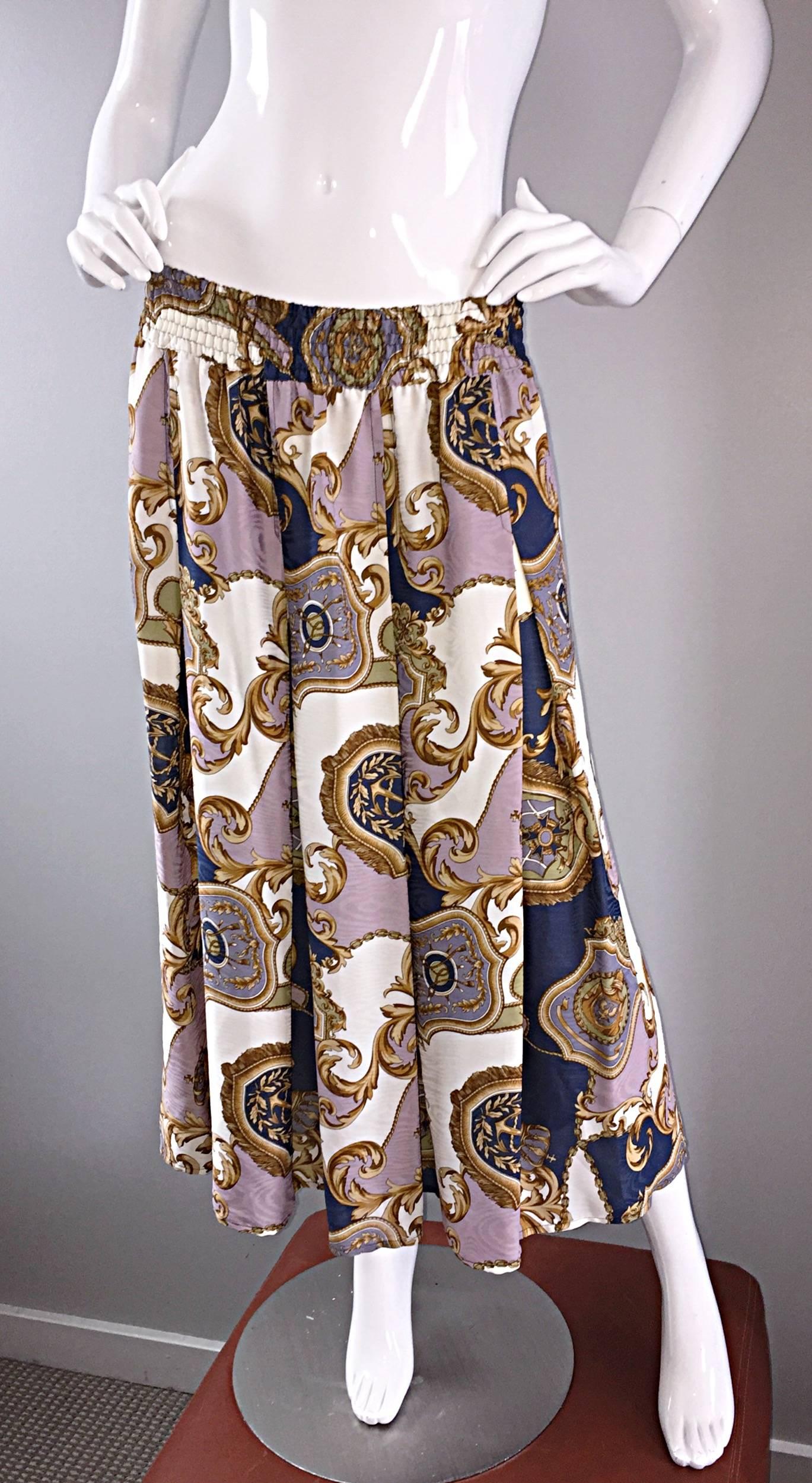 Vintage Diane Freis Nautical Crest ' Anchor ' Maxi Skirt or Dress For Sale 2
