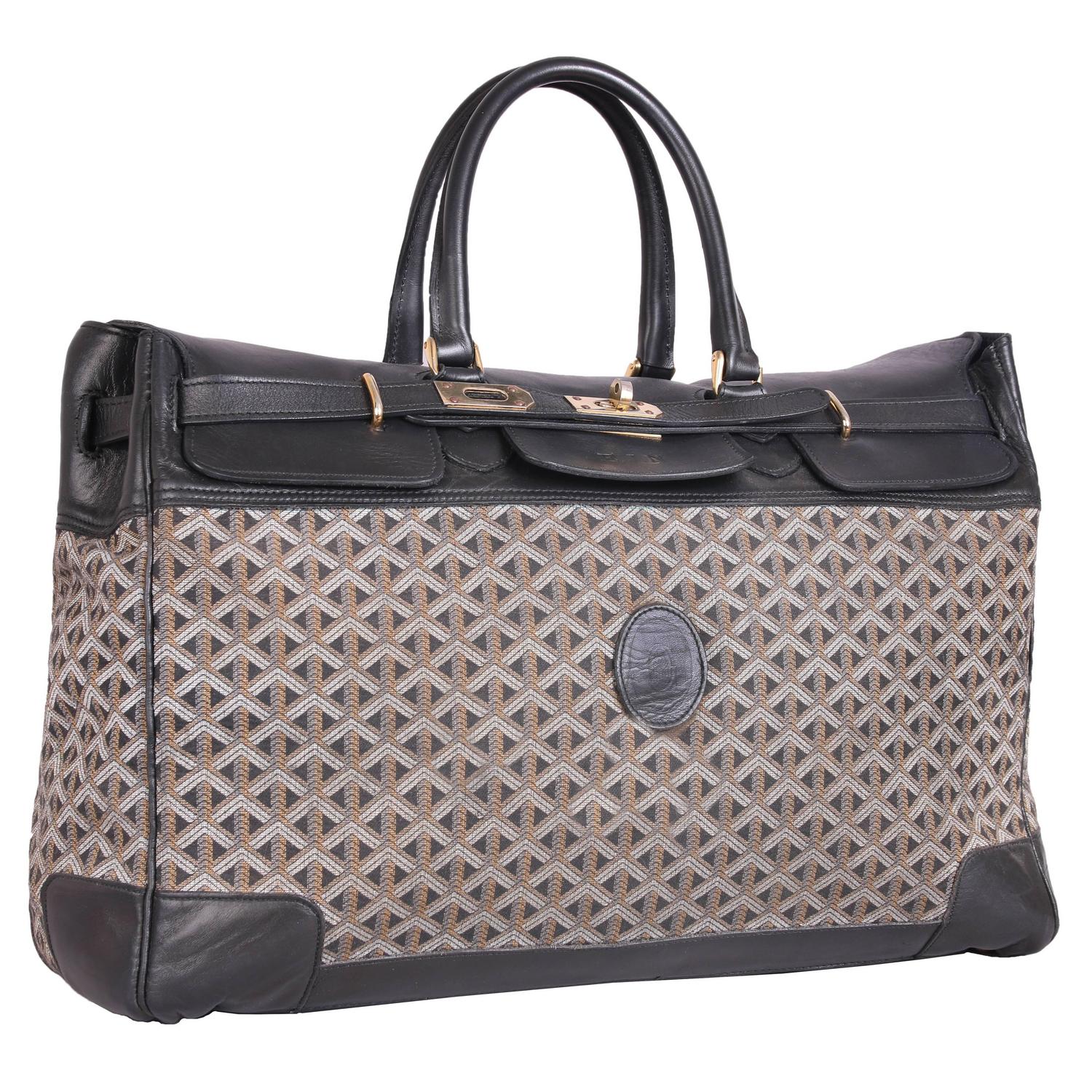 Vintage Oversized Goyard Travel Bag Tote W Gold Tone Hardware And Vintage Oversized Goyard Travel Bag Tote W Gold Tone Hardware And Monogram At 1stdibs