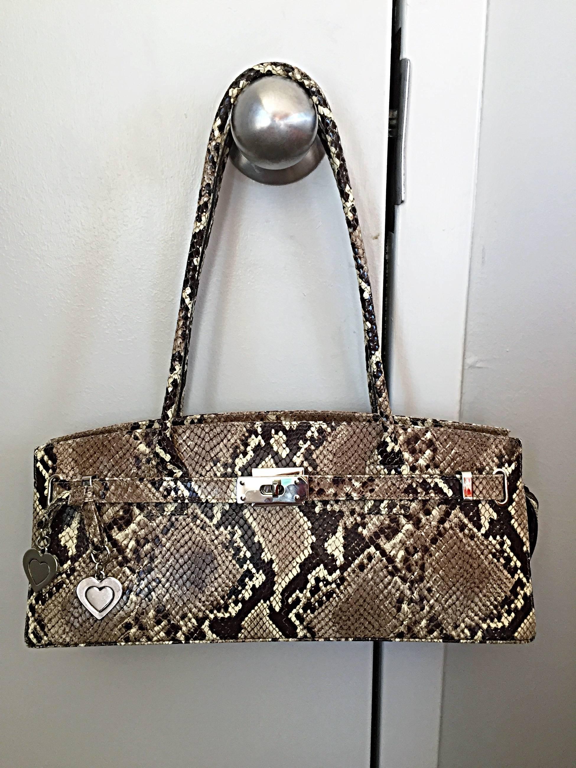 Chic New Stuart Weitzman Snakeskin Snake Python Print Leather ' Kelly ' Handbag 1