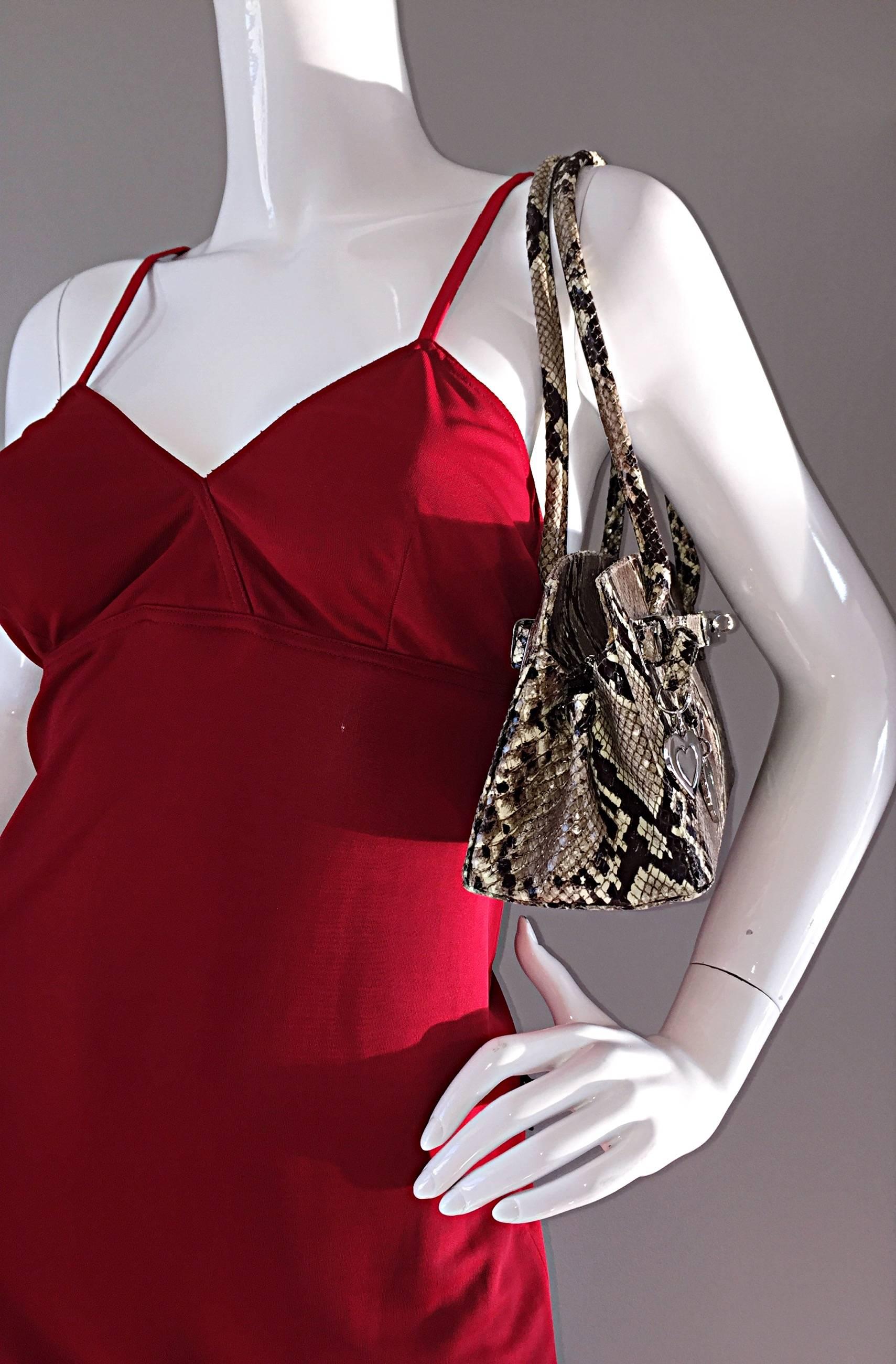 Black Chic New Stuart Weitzman Snakeskin Snake Python Print Leather ' Kelly ' Handbag