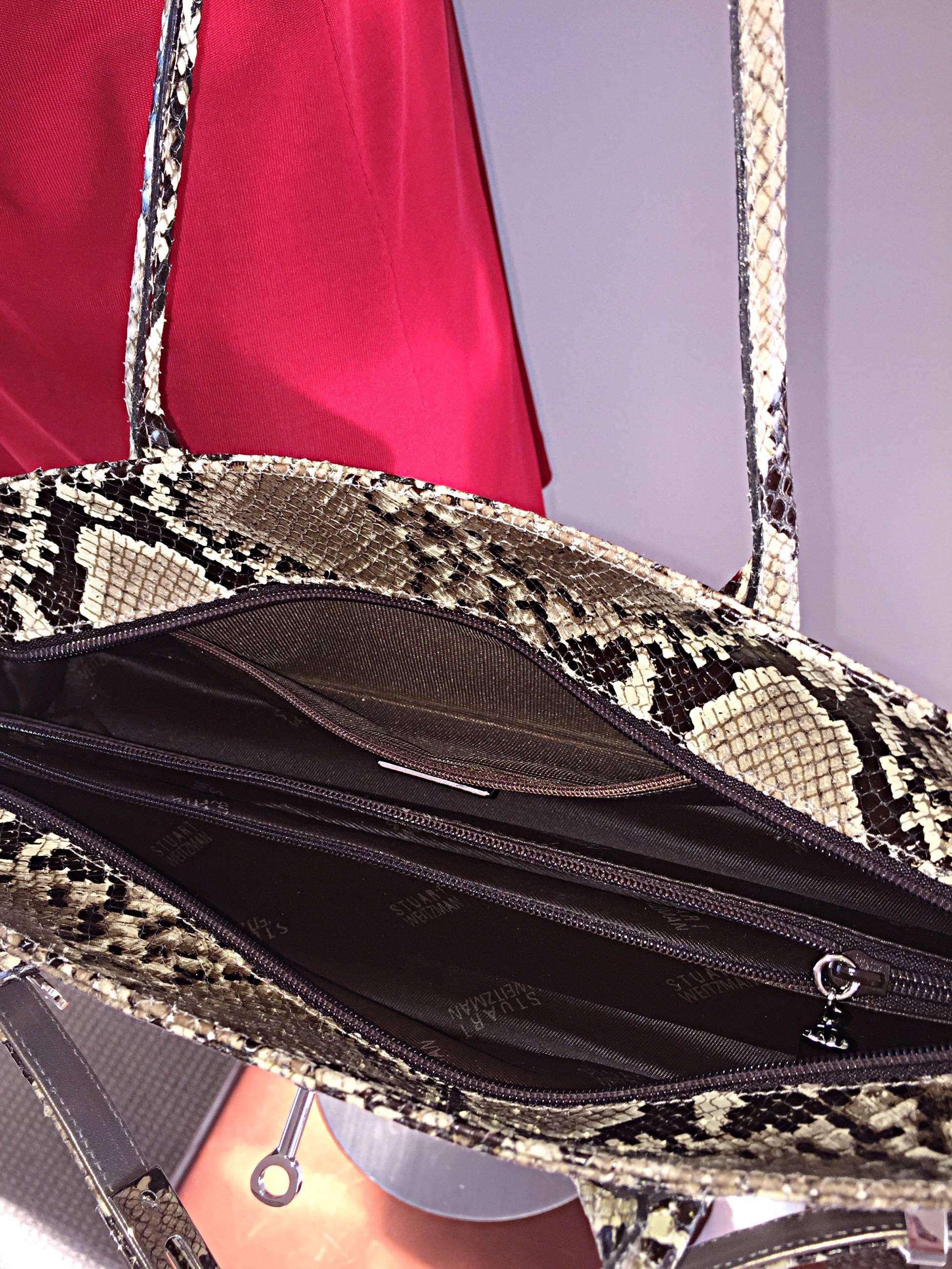 Women's Chic New Stuart Weitzman Snakeskin Snake Python Print Leather ' Kelly ' Handbag