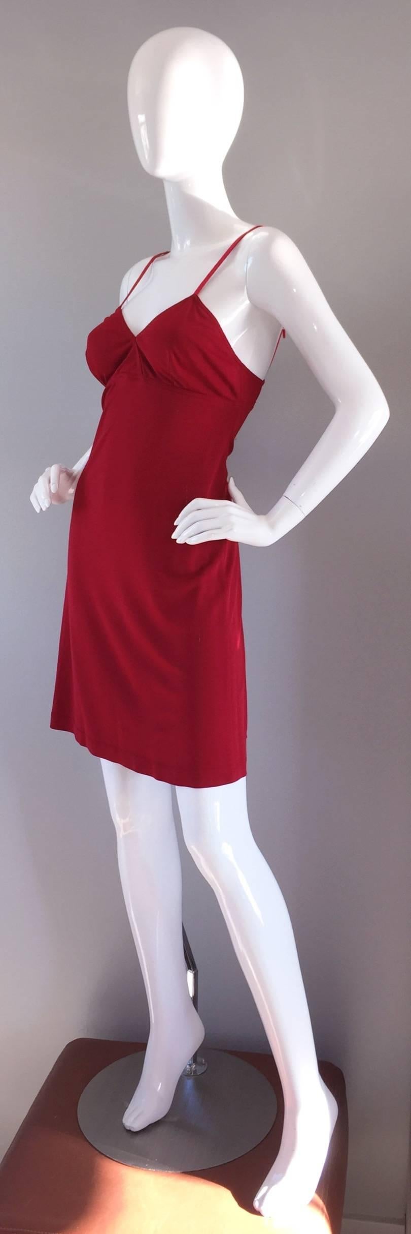 1990s Gianfranco Ferre Sexy Lipstick Red 90s Vintage Jersey Mini Dress 1