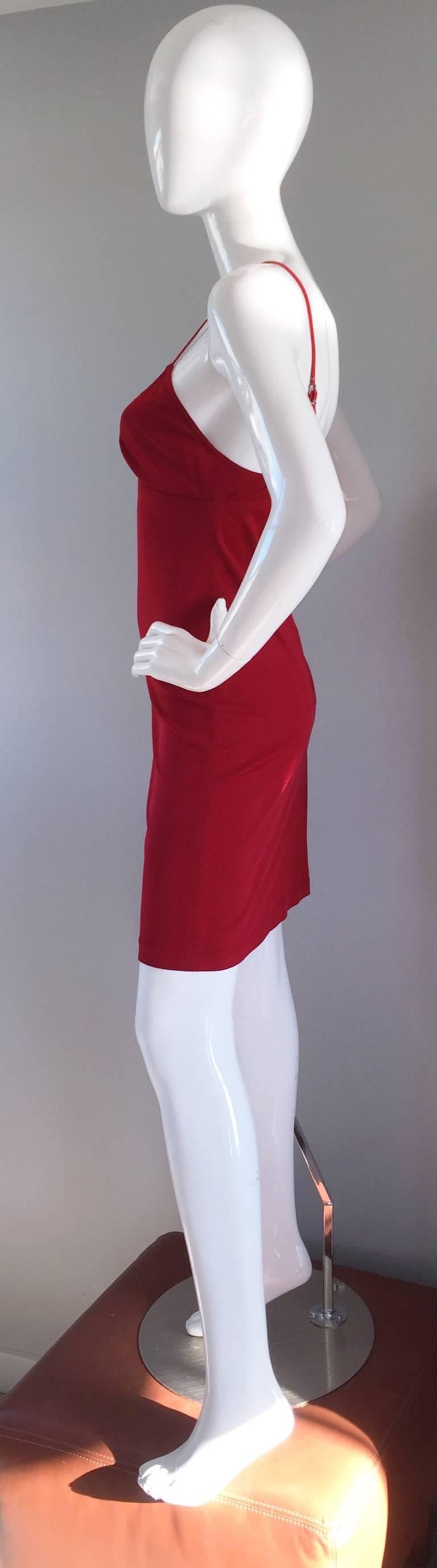 1990s Gianfranco Ferre Sexy Lipstick Red 90s Vintage Jersey Mini Dress 5