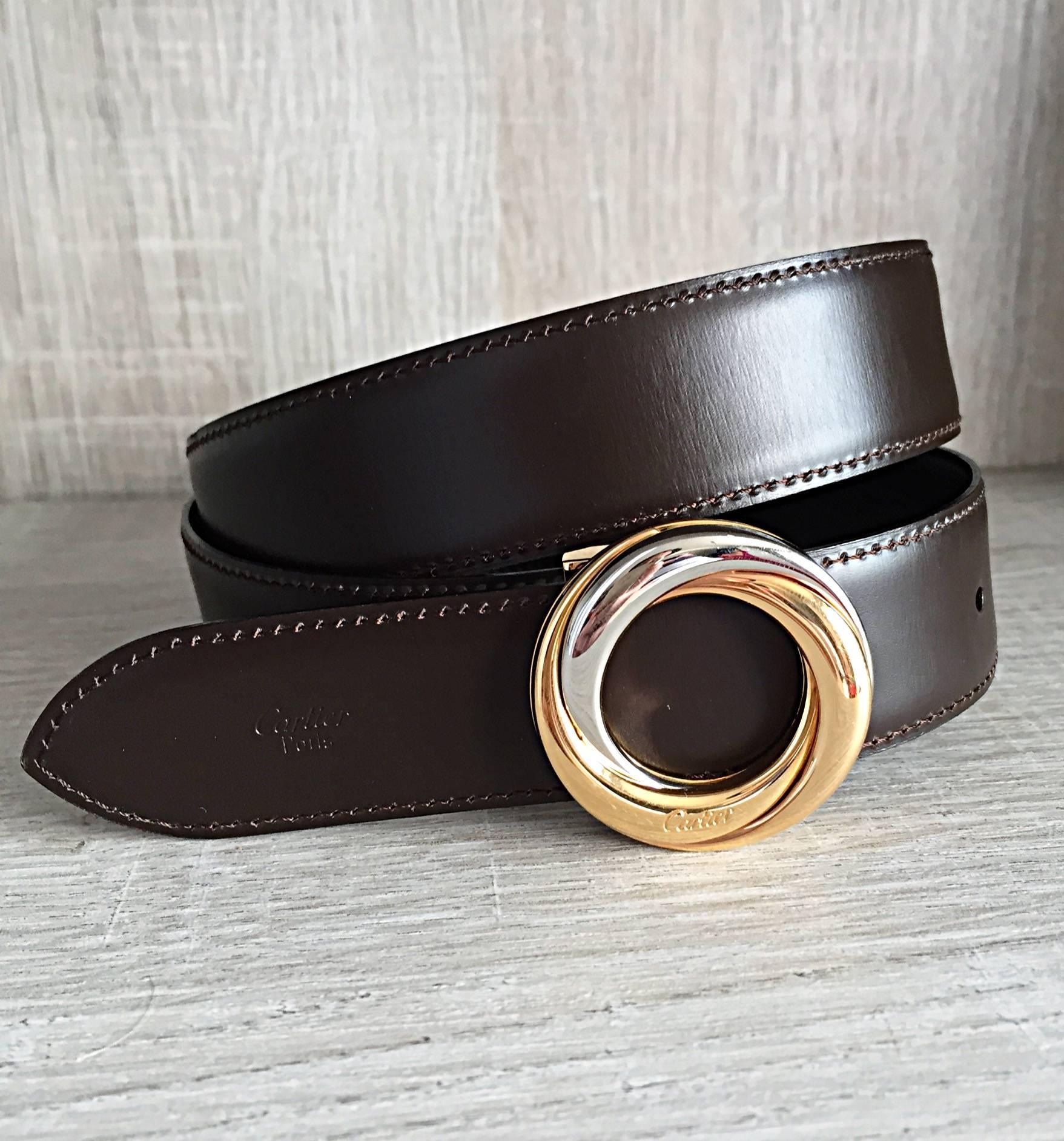 New Cartier Unisex Reversible Belt Brown + Black Two - Tone Gold & Silver Buckle 1