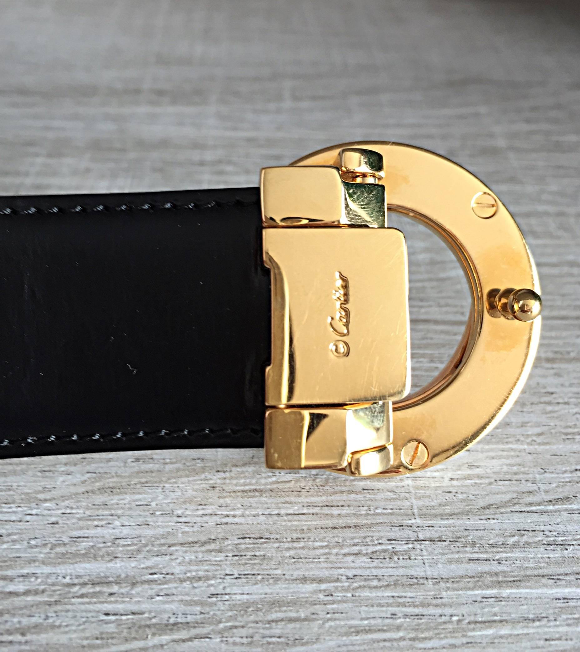 New Cartier Unisex Reversible Belt Brown + Black Two - Tone Gold & Silver Buckle In New Condition In San Diego, CA