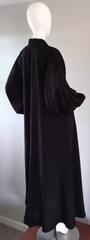 Rare Vintage Halston Black Caftan Silk Dress w/ Empire Waist & Billow Sleeves