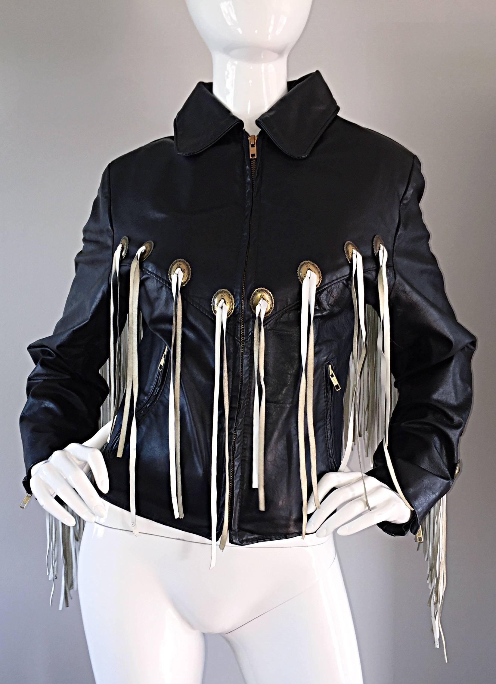 vintage leather fringe jacket