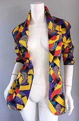 Roberto Di Cabrini Vintage ' Ribbon + Paisley ' Print Colorful Cotton Blazer