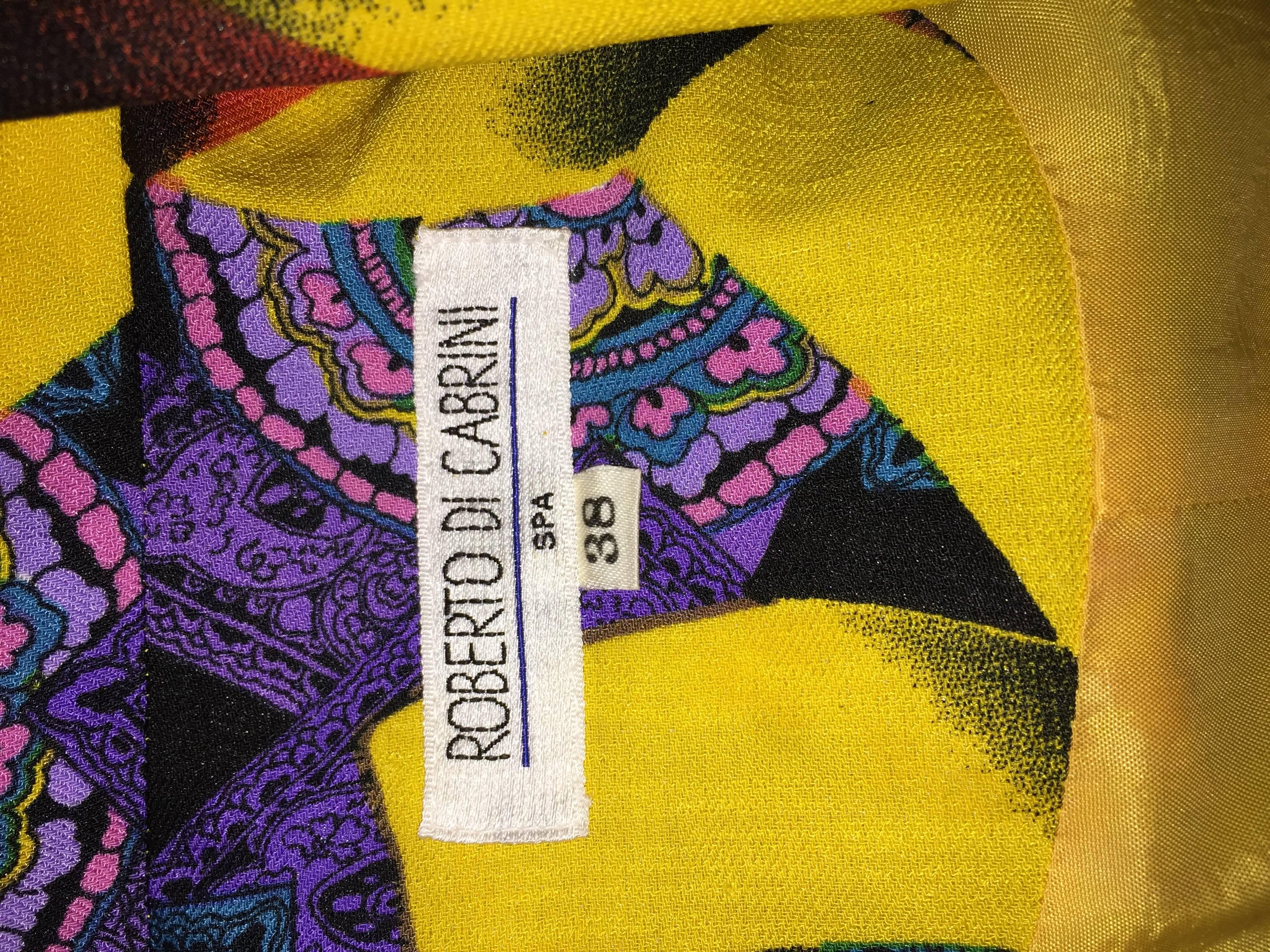 Women's Roberto Di Cabrini Vintage ' Ribbon + Paisley ' Print Colorful Cotton Blazer  For Sale