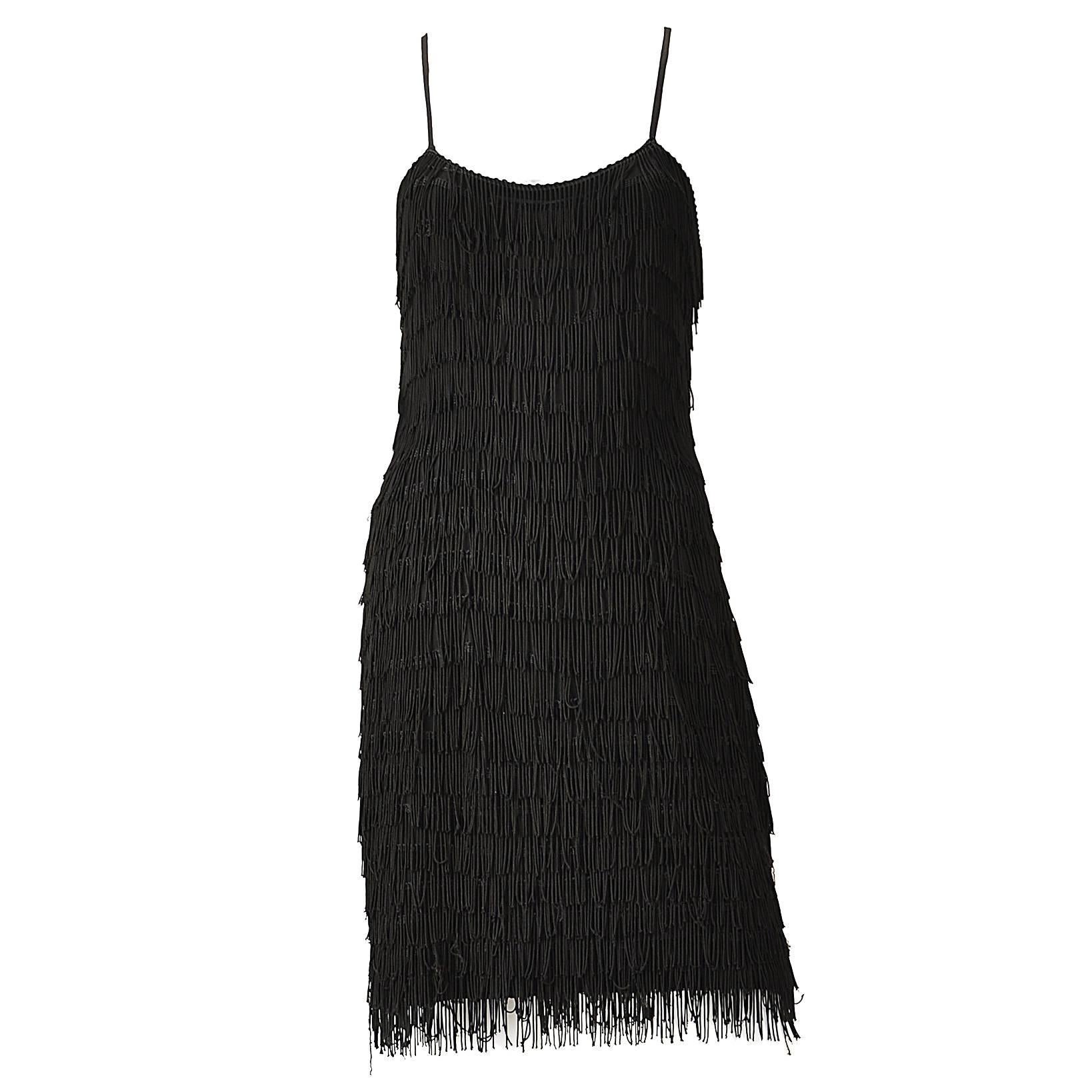 1950s Black Fringe Dress with Matching Fringe Bolero
