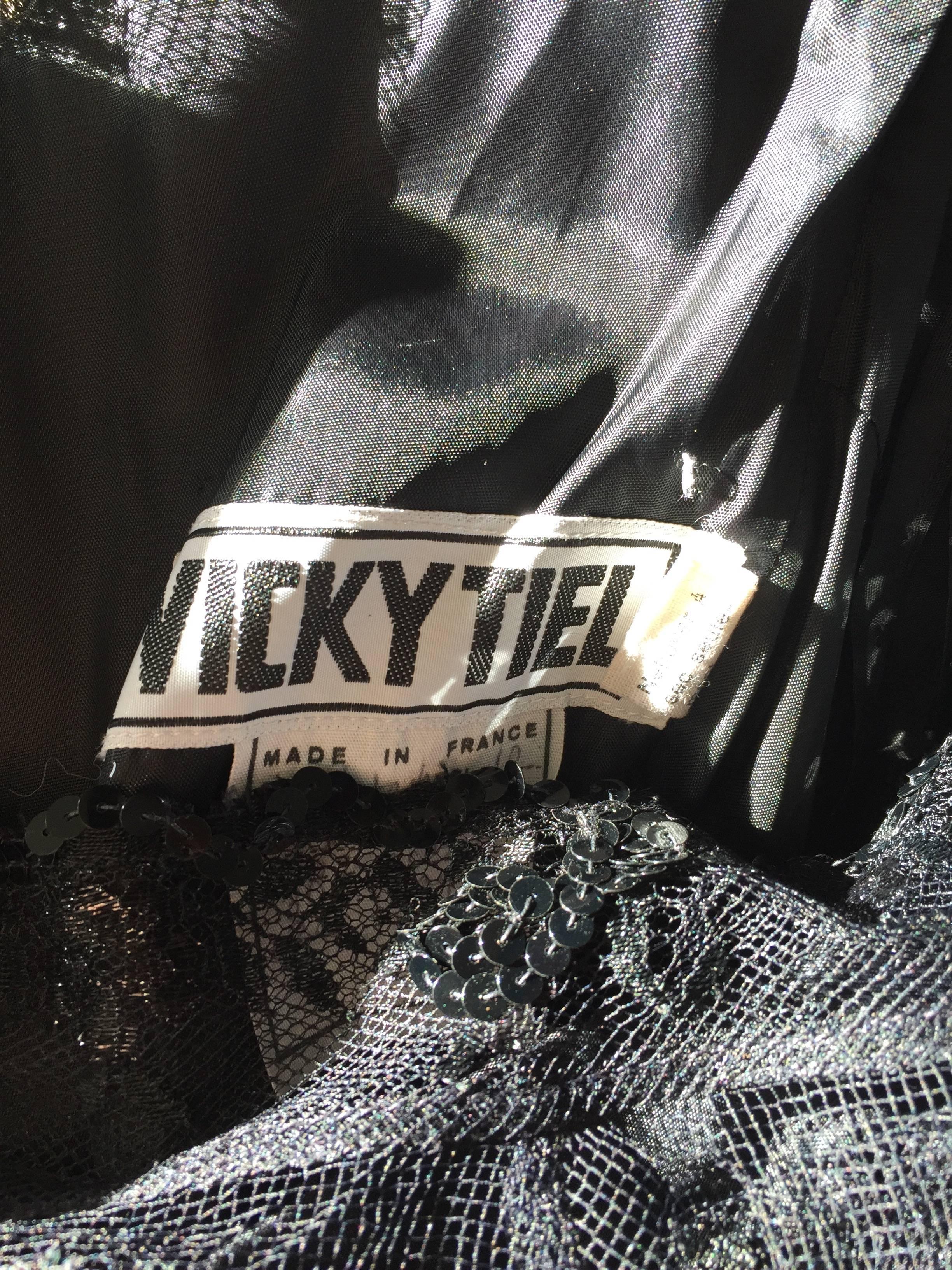 Sensational Vintage Vicky Tiel Black Jersey French Lace Victorian Grecian Dress 5