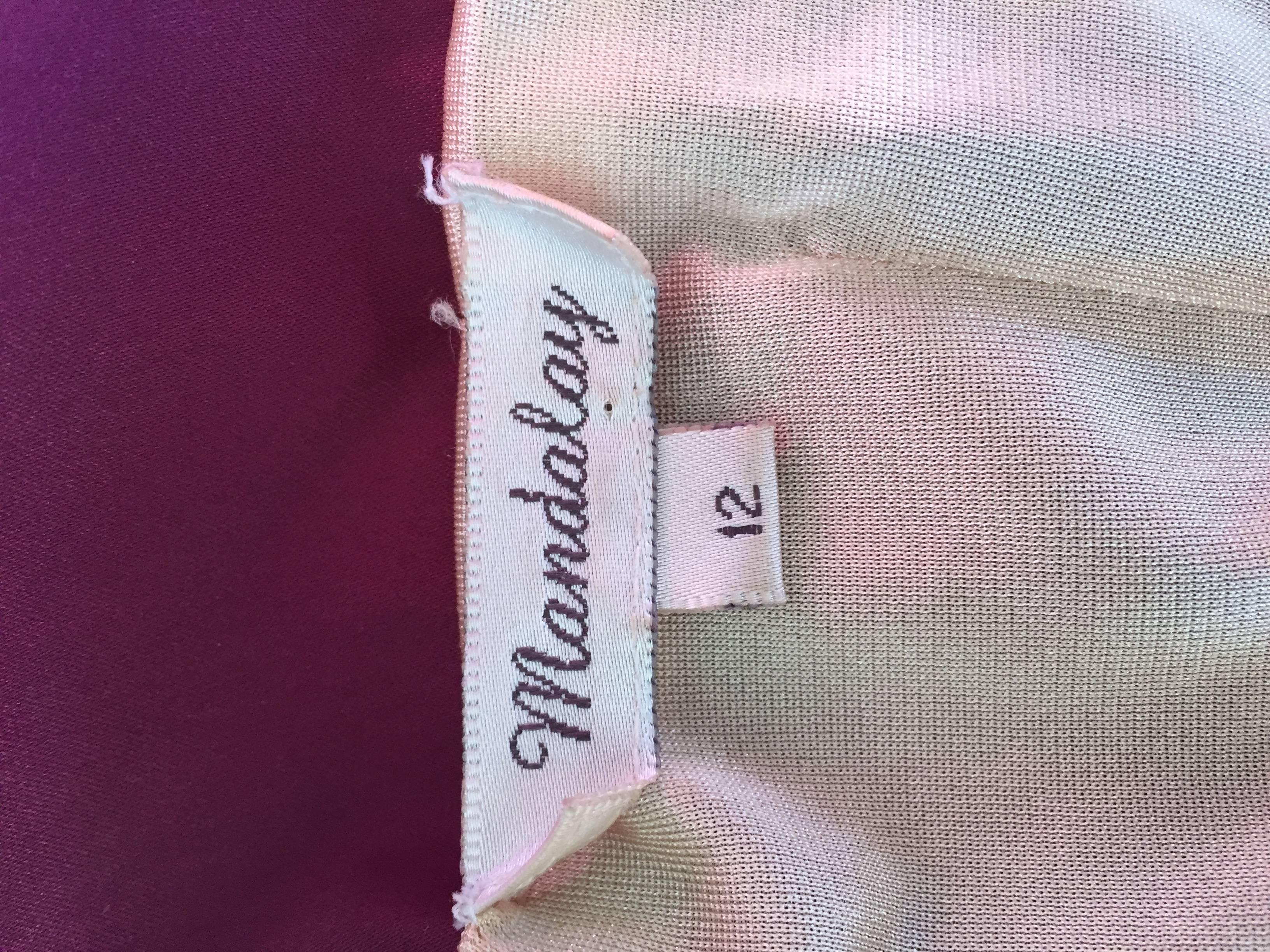 Mandalay Größe 12 Merlot Wein Seide Perlen Pailletten Burgund Kleid Flatter Saum 5