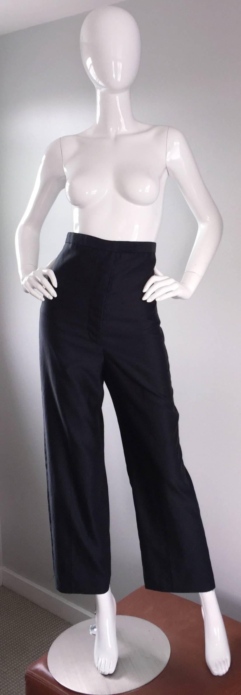 Important Rare Alexander McQueen Vintage 1990s Ultra High Waisted Black Pants  In Excellent Condition For Sale In San Diego, CA