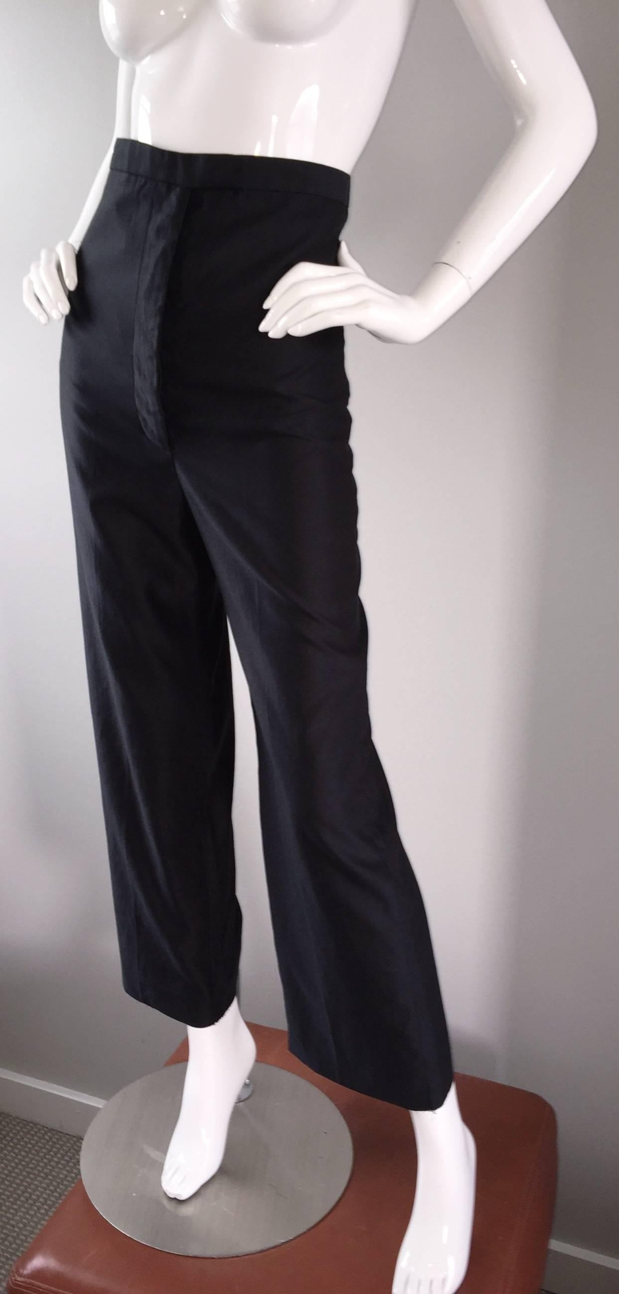Important Rare Alexander McQueen Vintage 1990s Ultra High Waisted Black Pants  For Sale 2