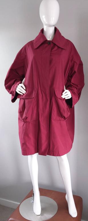 Vintage Romeo Gigli Raspberry Red Cocoon Coat w/ Detachable Faux Fur ...