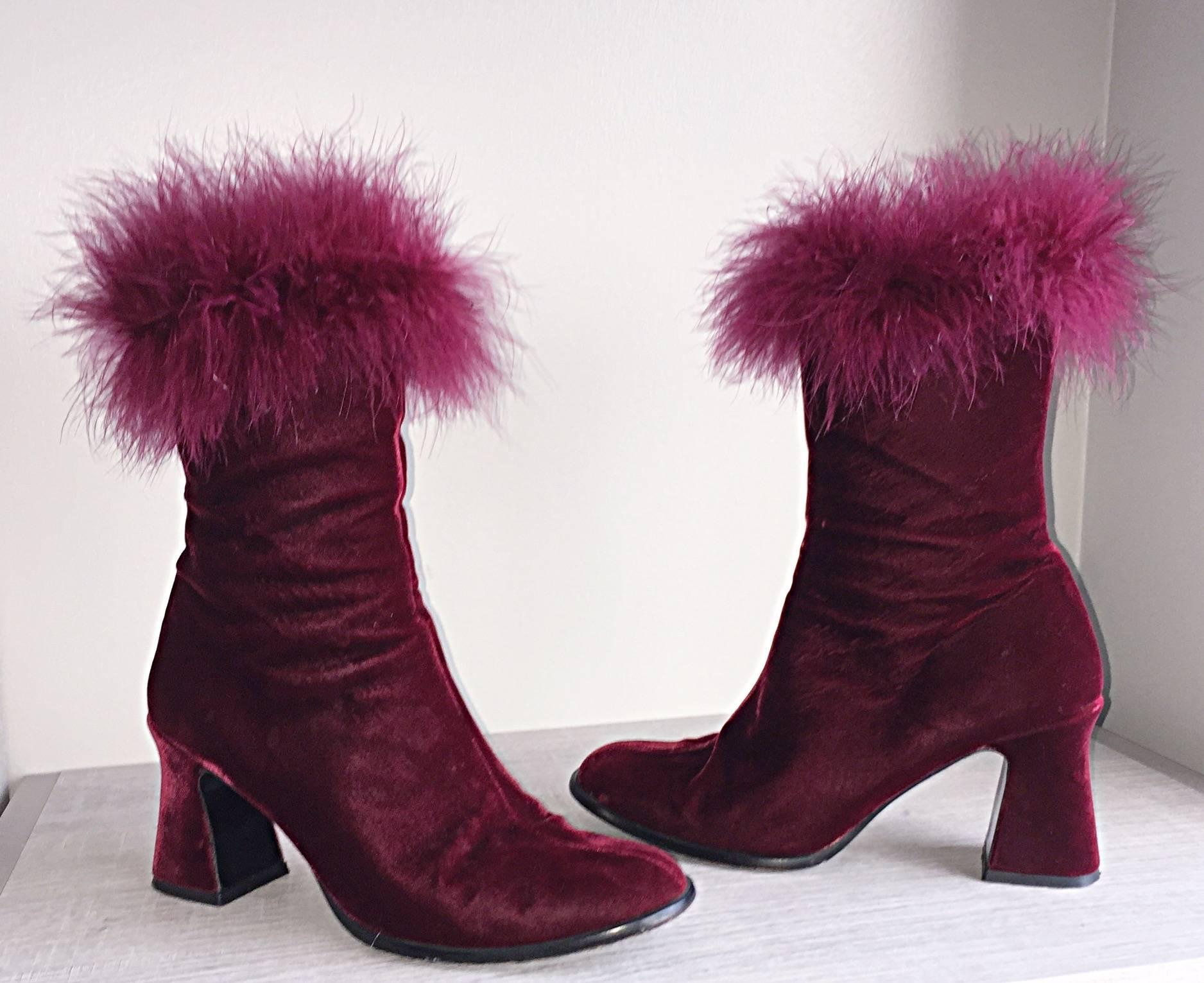 velvet red booties