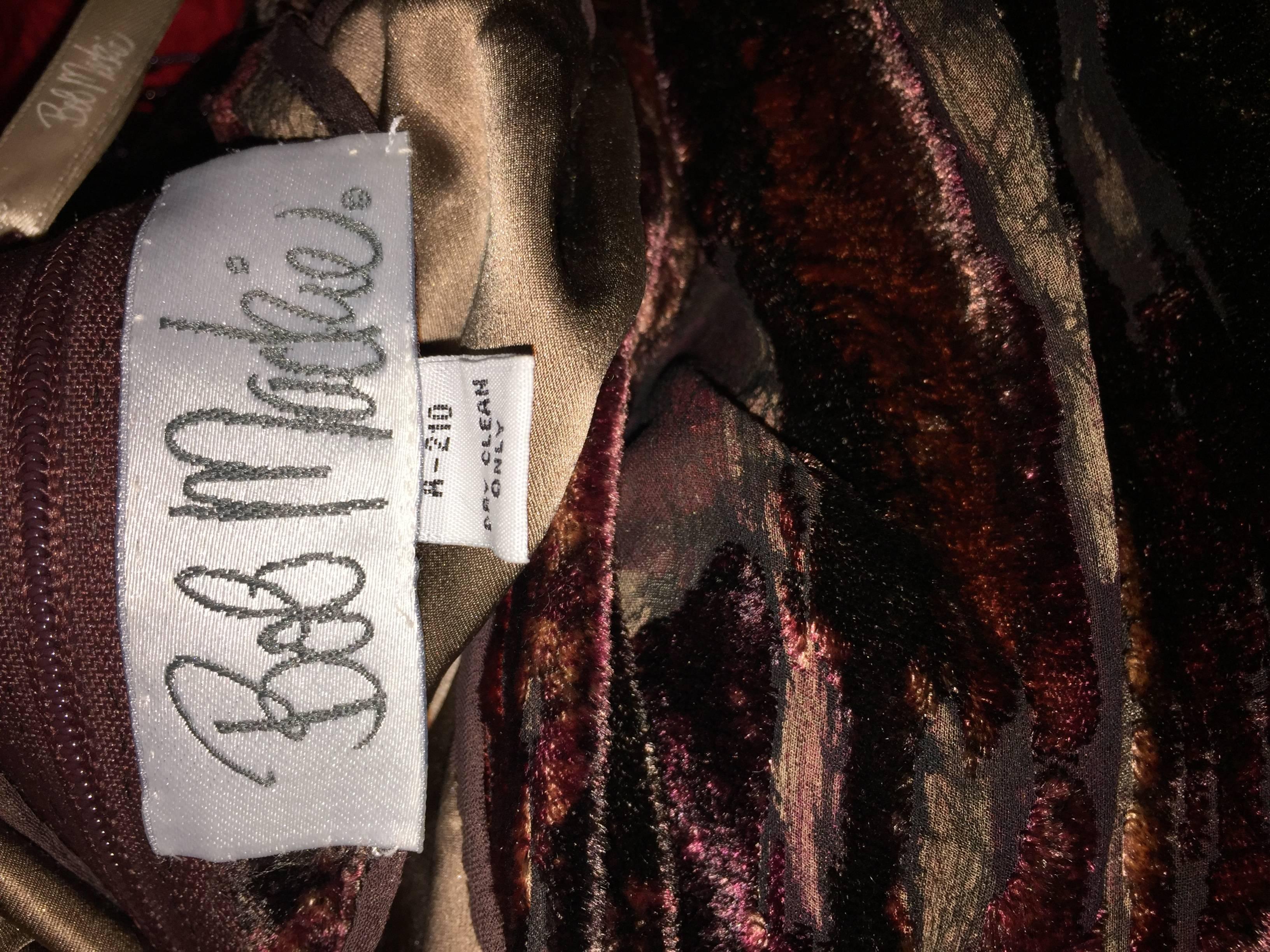Extraordinary Vintage Bob Mackie One Shoulder Burnt Out Silk Velvet Beaded Gown 3