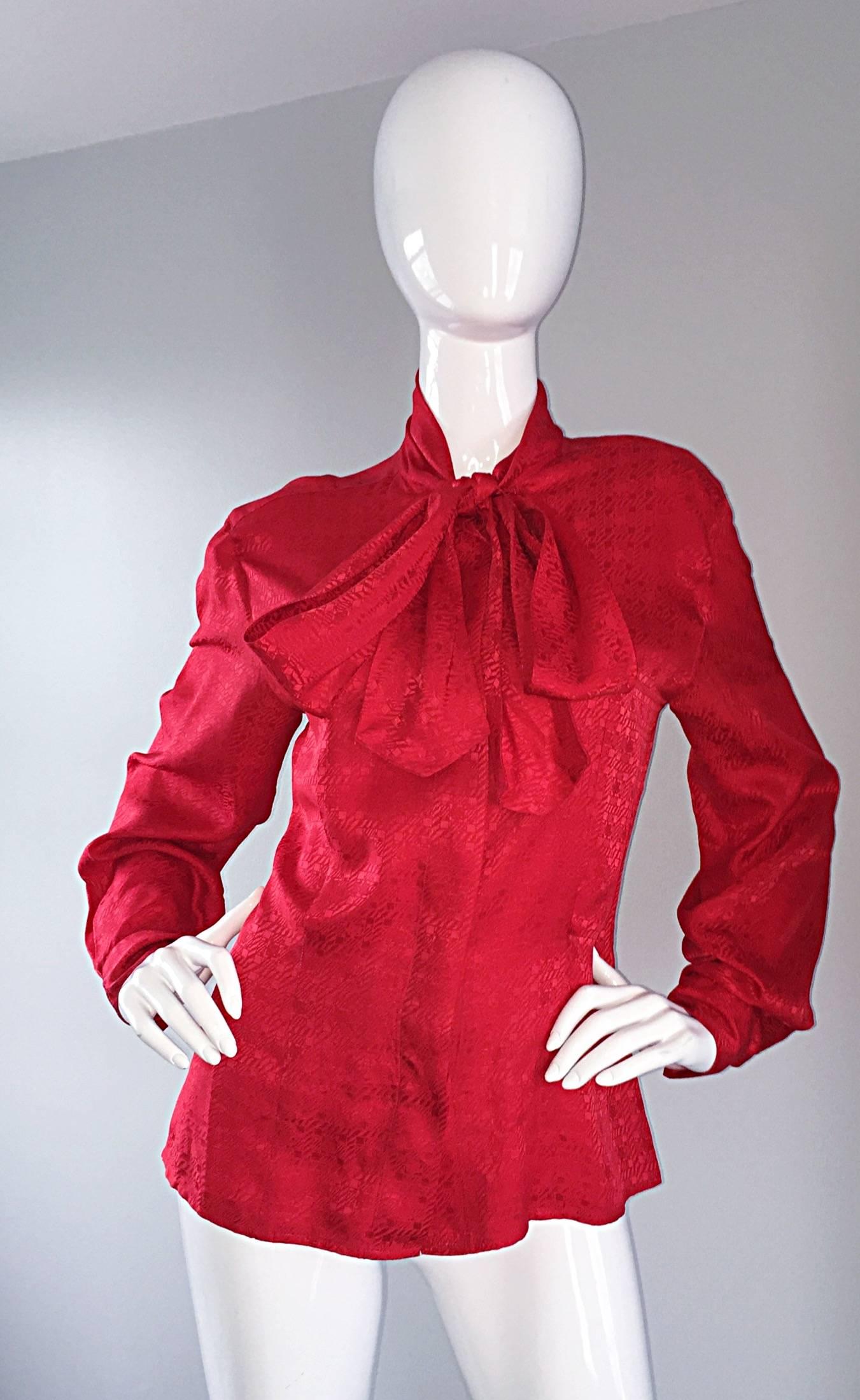 red blouse with bow