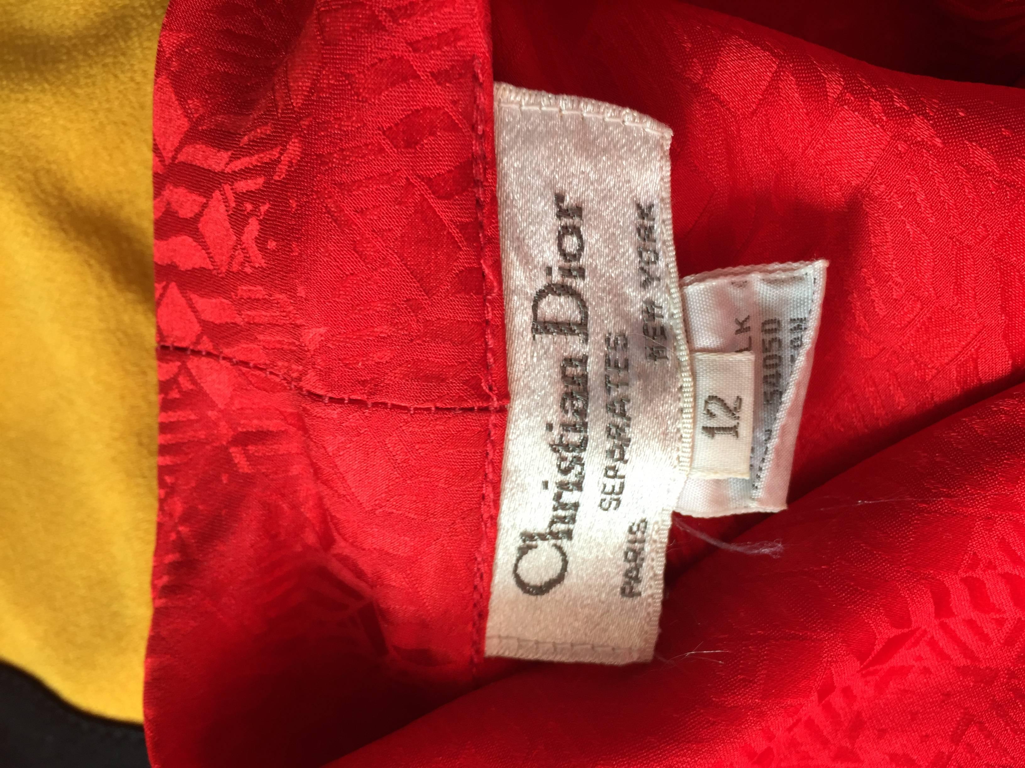 Vintage Christian Dior Red Silk Blouse w/ Pussycat Bow / Scarf 1