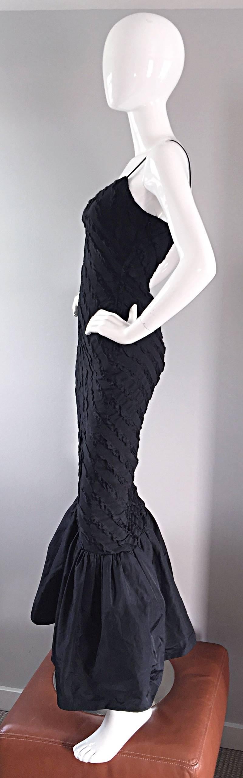 1950s Lilli Diamond Black Embroidered Vintage 50s Mermaid Bombshell Dress / Gown 3
