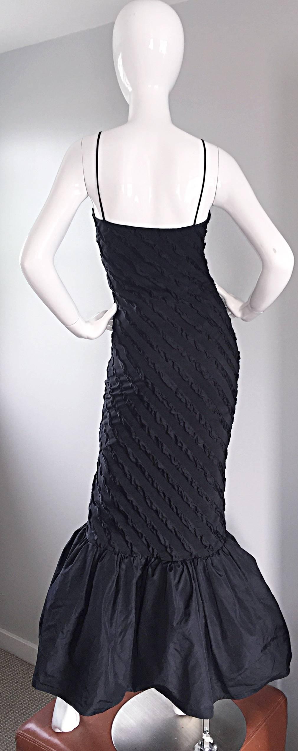 1950s Lilli Diamond Black Embroidered Vintage 50s Mermaid Bombshell Dress / Gown 4